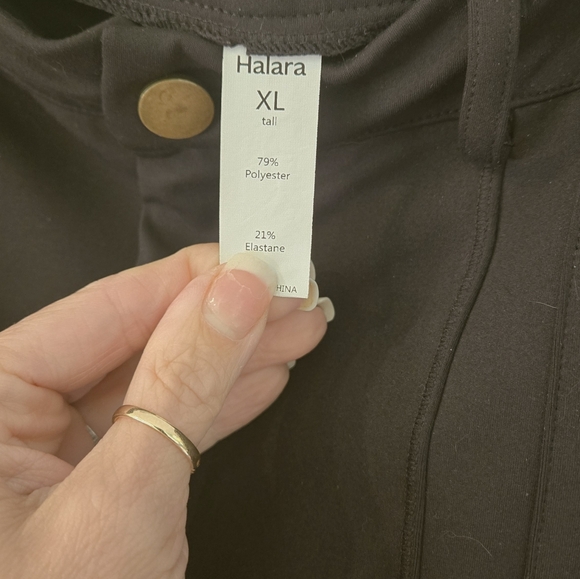 HALARA Black Pants with Gold Button Day Stretch High Waisted Zipper Pockets - Picture 5 of 6